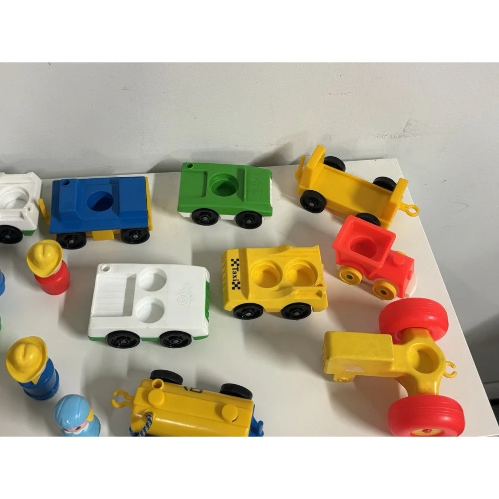Fisher-Price Vintage Little People 18 Figures & 10 Vehicle Lot